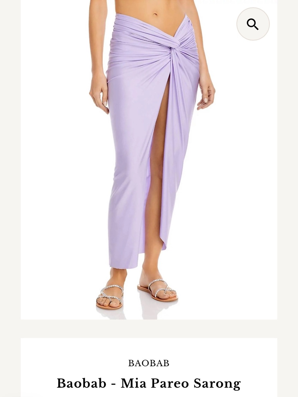 Baobab Collection Twist-Front Pareo Sarong in Light Lavender